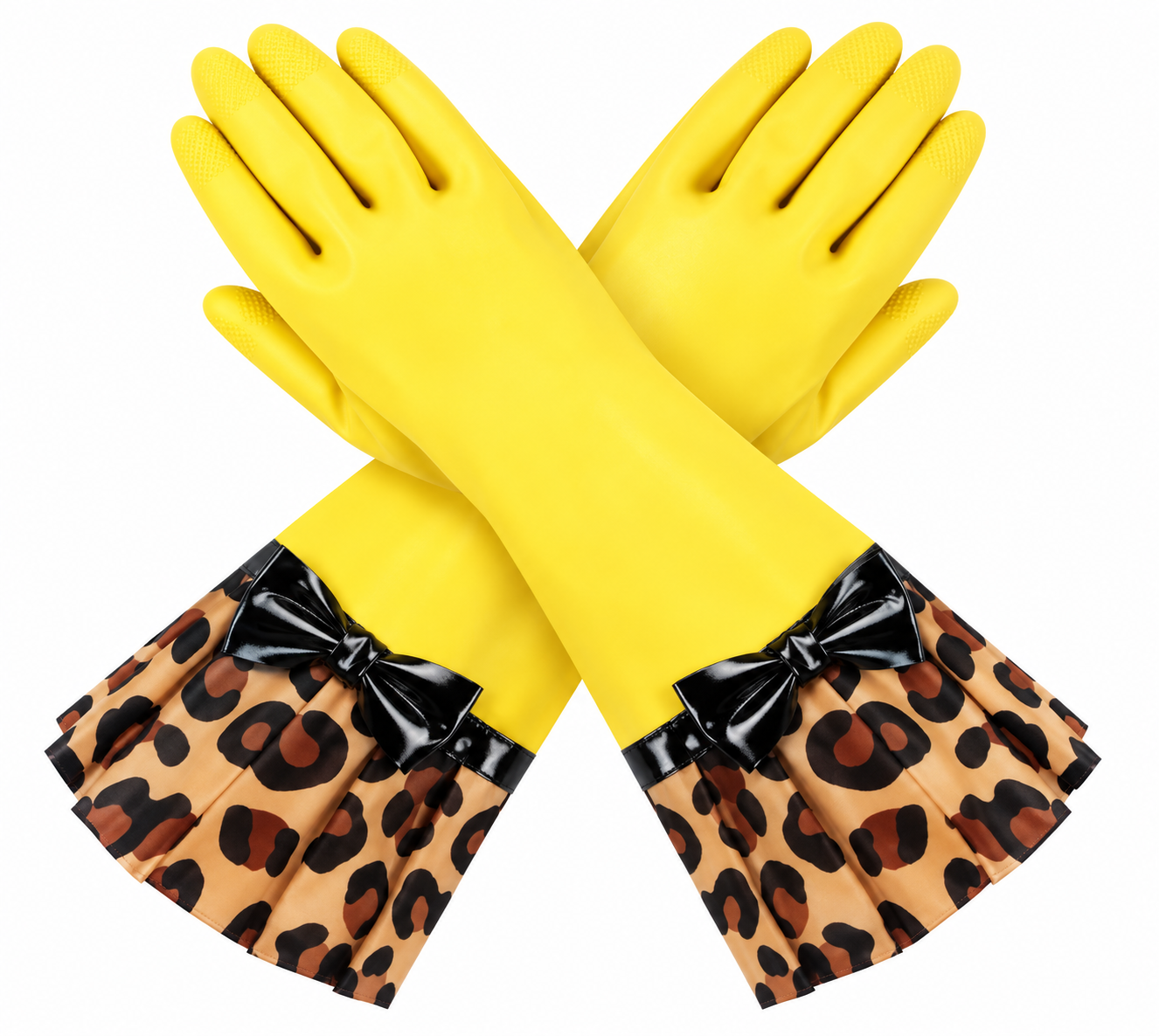 YELLOW GLOVE WITH LEOPARD PRINT CUFF 1600YG-60