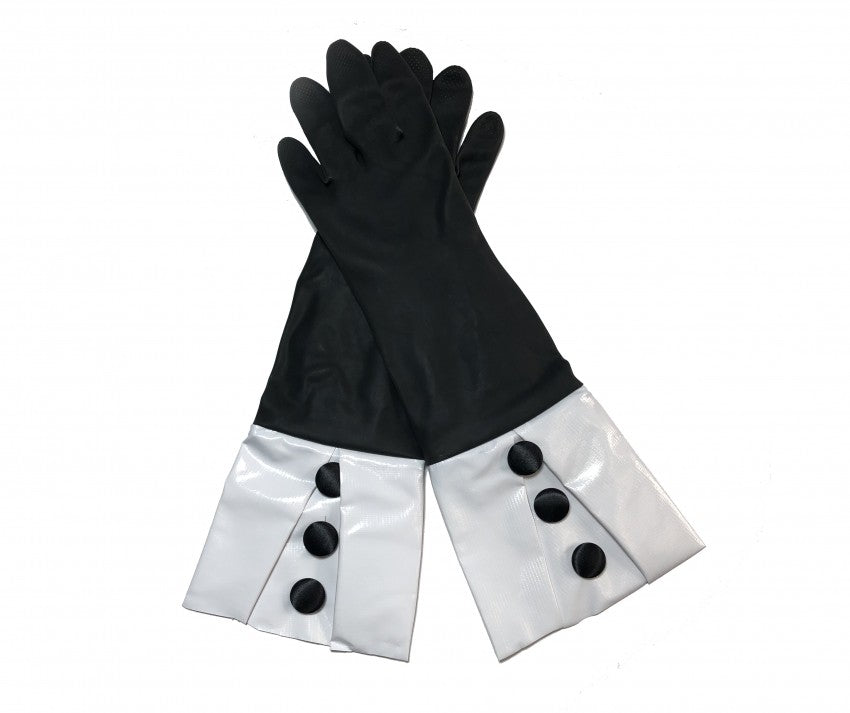1200 bg-71 BLACK BUTTON DOWN GLOVEABLE BLACK GLOVE WHITE CUFF 3 black buttons