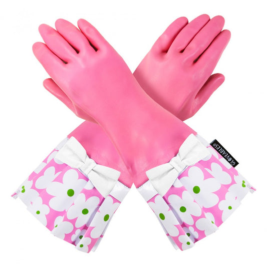 PINK GLOVE WITH PINK FLOWERS CUFF HEAVY THICK AND LINED ! 1300PG-42 CLEARANCE SALE