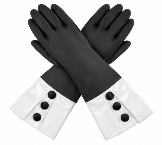1200 bg-71 BLACK BUTTON DOWN GLOVEABLE BLACK GLOVE WHITE CUFF 3 black buttons
