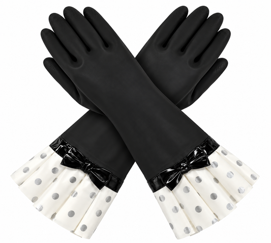 BLACK GLOVE WITH SILVER DOT