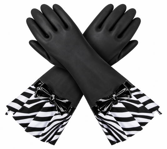 BLACK GLOVE WITH ZEBRA PRINT CUFF 1200BG-50