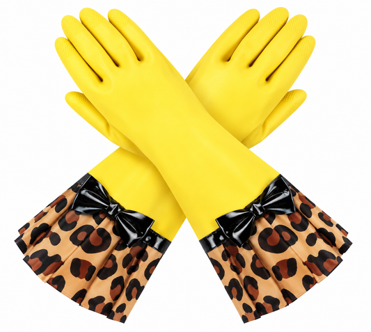 YELLOW GLOVE WITH LEOPARD PRINT CUFF 1600YG-60