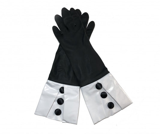1200 bg-71 BLACK BUTTON DOWN GLOVEABLE BLACK GLOVE WHITE CUFF 3 black buttons