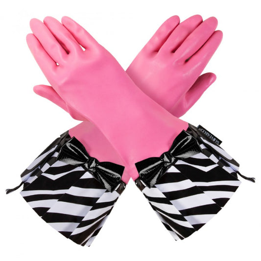 PINK GLOVE WITH ZEBRA PRINT CUFF 1300PG-50 HEAVY AND LINED