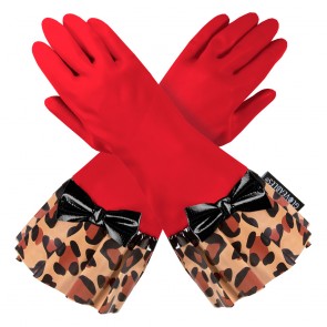 RED GLOVE WITH LEOPARD PRINT CUFF 1800RG-60 HEAVY THICK AND LINED*** Wild woman only...