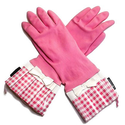 Pink Glove (lined) with oil cloth gingham trim 1300pg-29